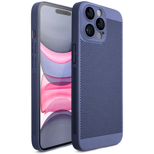 MOOZY VentiGuard Phone Case za iphone 14 pro, 6,1-palčni, zračen ovitek za iphone 14 pro s perforiranim vzorcem za kroženje zraka, trda torbica za iphone 14 pro, modra, (21167330)