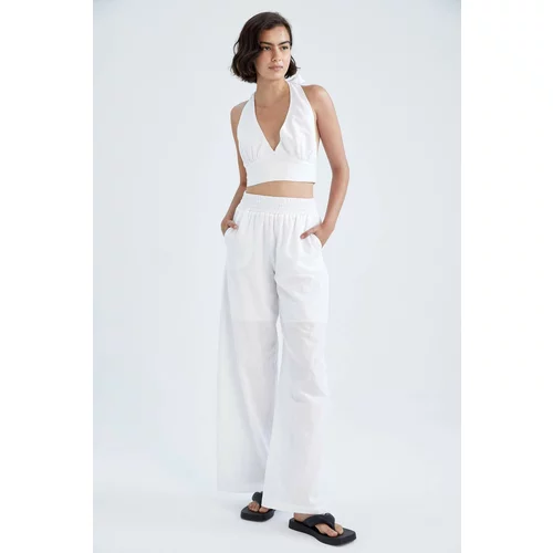 Defacto Wide Leg With Pockets Cotton Trousers