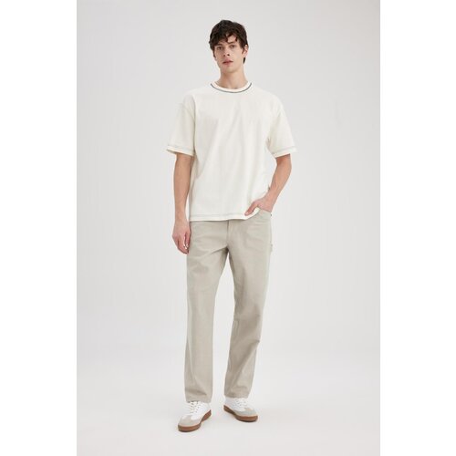 Defacto Relax Fit Straight Leg Linen Blend Trousers Cene