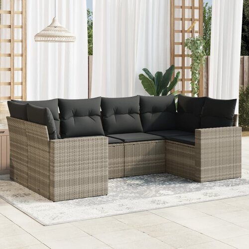 vidaXL 6-dijelni set vrtnih sofa od poliratana s jastucima svjetlosivi Cijene