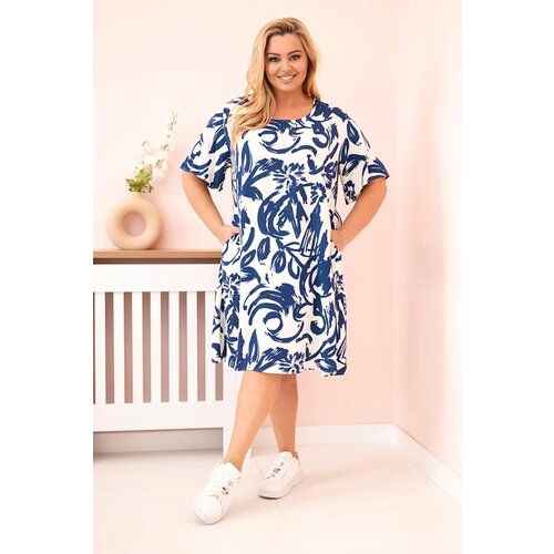 Kesi Włoski Plus Size women&amp;#039;s dress made of viscose with abstract pattern denim Slike