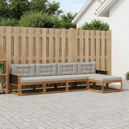  Set vanjskih sofa 5 kom. Prirodna i Svjetlosiva Cene