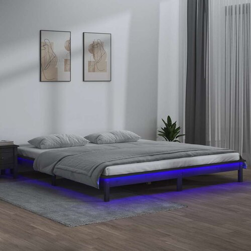  LED okvir kreveta sivi 120x190 cm mali bračni od masivnog drva Cijene