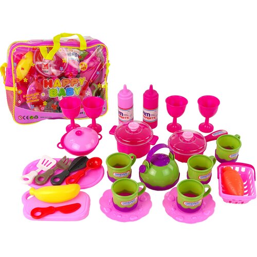 Veliki set kuhinjskog pribora u torbi - 31 element - rozi Slike