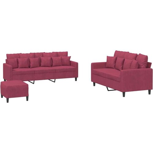  3-dijelni set sofa s jastucima crvena boja vina bar&amp;scaron;unasti Slike