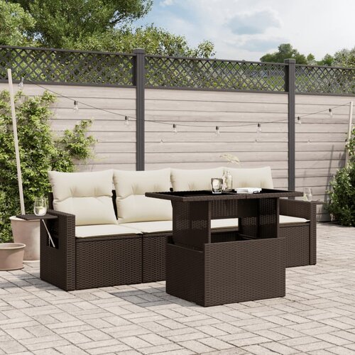 vidaXL 5-dijelni set vrtnih sofa s jastucima poliratan smeđi Cene