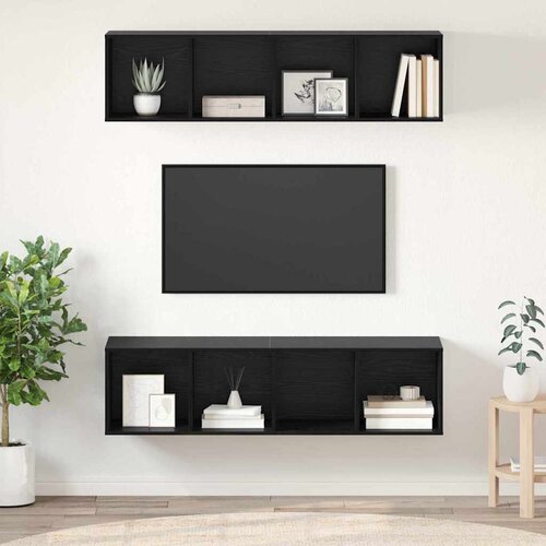  Set TV komoda Zidne 2 pcs Crni hrast 37 x 37 x 142,5 cm Cijene