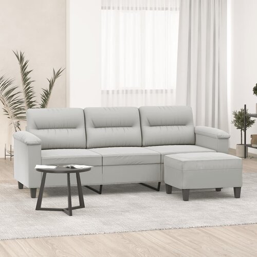 vidaXL Trosjed s tabureom svjetlosivi 180 cm od mikrovlakana Cijene