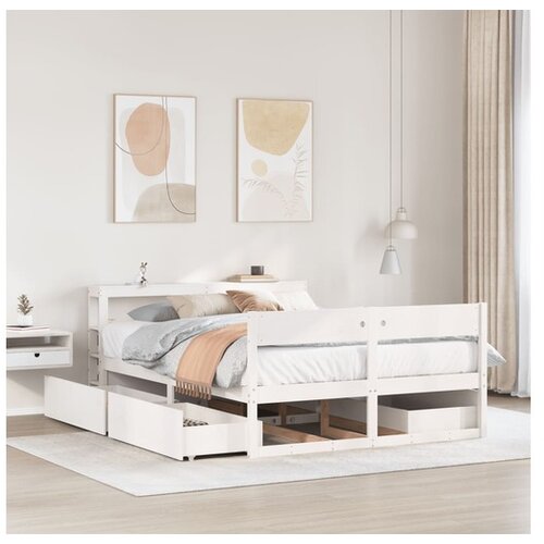 vidaXL Okvir kreveta bez madraca bijeli 140x200 cm od masivne borovine Cijene