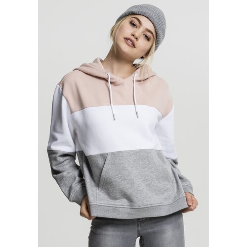 Urban Classics Women&amp;#039;s Oversize 3-Tone Light Pink/White/Grey Hooded Oversize Slike
