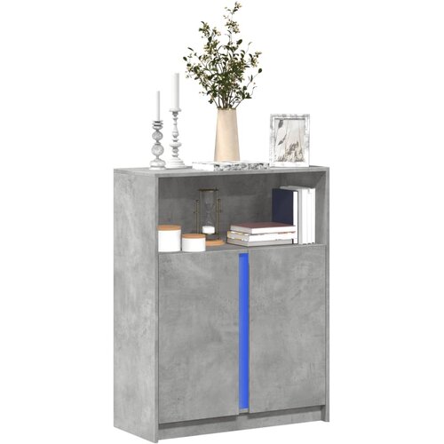 VidaXL Komoda z LED betonsko siva 77x34x100 cm inženirski les Slike