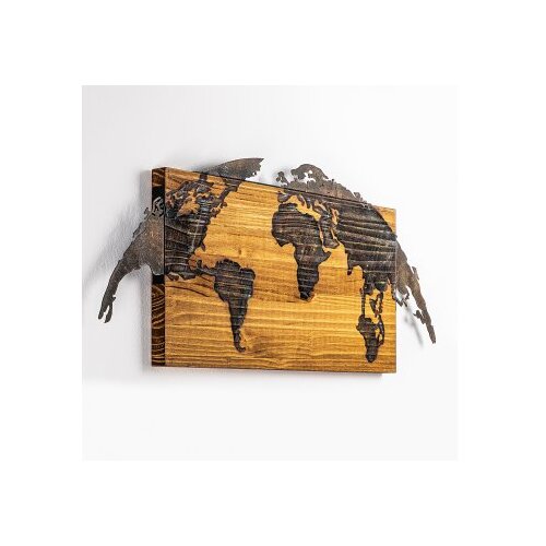 Wallity Zidna dekoracija Mapa svijeta-1, 83cmx38cmx3cm, Hrast Slike