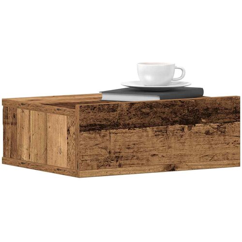 vidaXL Plavajoča nočna omarica Old Wood 40x32x15 cm Inženirski les Cene