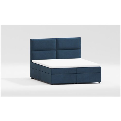 Ropez Temno modra boxspring postelja s prostorom za shranjevanje 160x200 cm &ndash; Cene