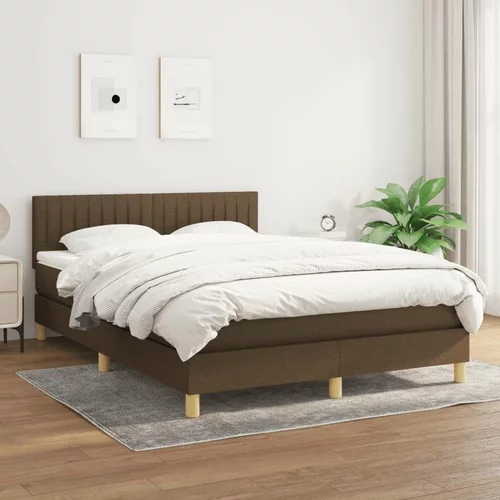  Box spring postelja z vzmetnico temno rjava 140x200 cm blago, (20902259)
