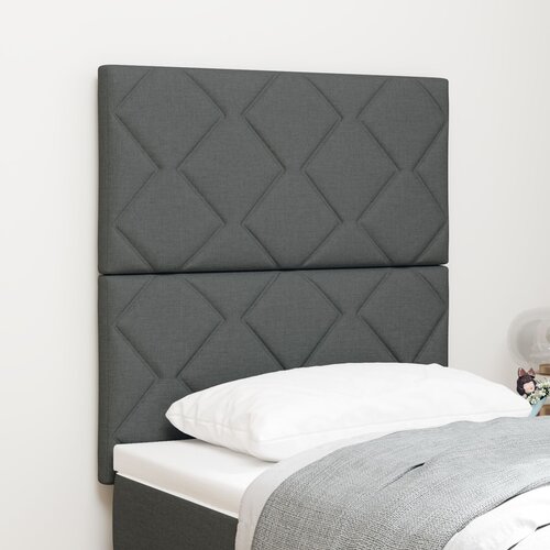VidaXL LED postelja z geometrijskimi bloki temno siva 80 cm Tkanina, postelja z geometrijskimi bloki temno siva 160 cm Tkanina Slike
