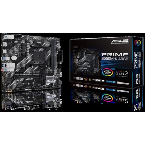 Asus MB PRIME B550M-K ARGB AM4, 2x DDR4, 2x M.2, 4x SATA 6x USB, 1xDP, 1x HDMI, mATX Cijene
