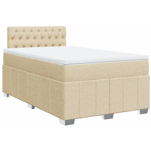 vidaXL Box spring postelja z vzmetnico krem 120x190 cm blago, (21321123) Cene