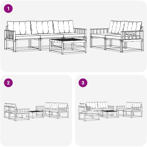  Set vanjskih sofa 6 kom. Bijela i bež Smeđa 79 x 79 x 37 cm Slike