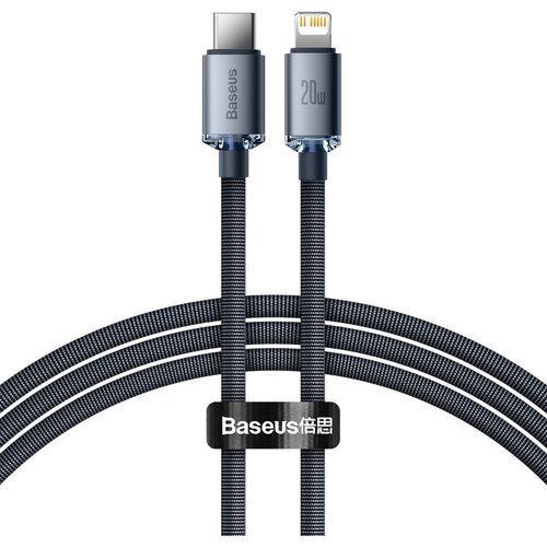 Baseus crystal shine podatkovni kabel za hitro polnjenje usb type c na lightning 20W 1,2m črn Slike