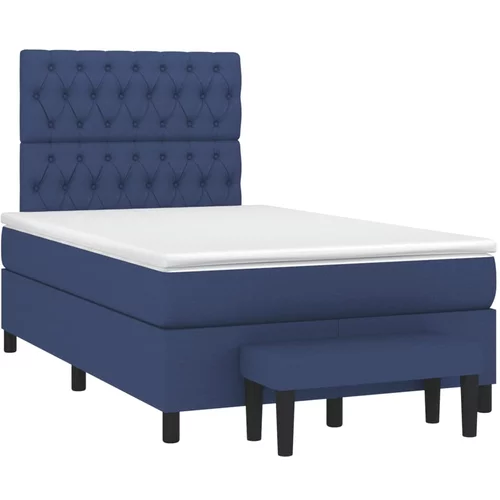 vidaXL Box spring postelja z vzmetnico modra 120x190 cm blago, (21111874)