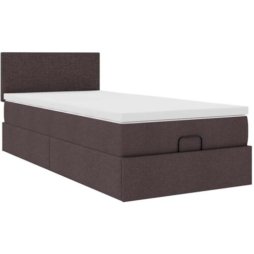 vidaXL Otomanski posteljni okvir z vzmetnico rjav 80x200 cm blago, (21607775) Cene