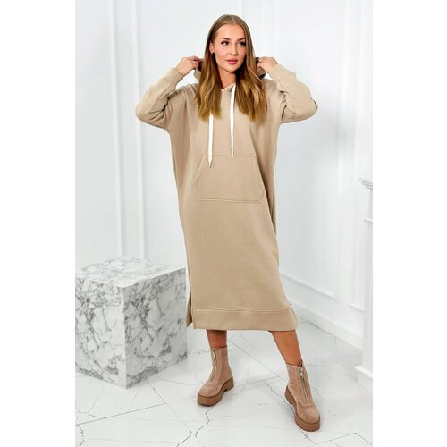 Kesi Long dress with hood light beige Slike