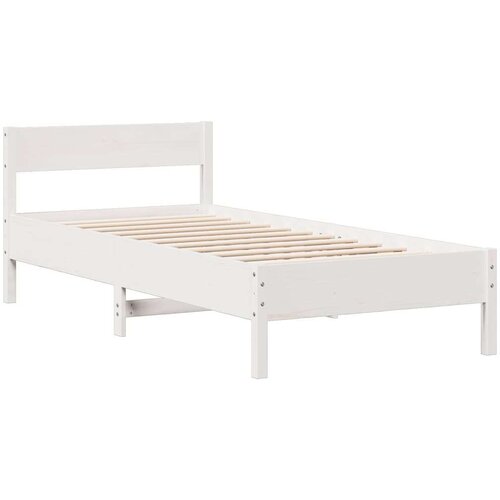 VidaXL Krevet s regalom za knjige bez madraca bijeli 90x200cm borovina Slike