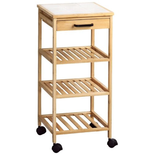 Kesper KSP25774 vi&amp;scaron;enamenska polica sa točkićima 34x34x73CM drvo Slike