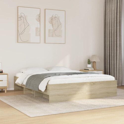 Furnova Posteljni okvir brez vzmetnice hrast 160x200 cm inženirski les, (21942274) Slike