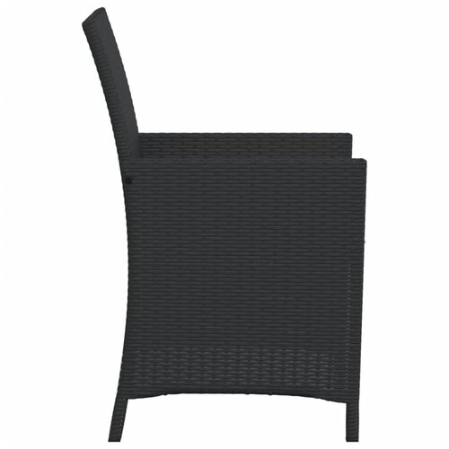  3-dijelni bistro set s jastucima crni od poliratana Slike