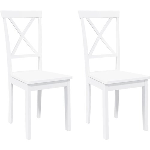 Maison Chic Jedilni stoli - Vzorci stoli 2 kosa bele masivne lesene gume A181, (22032300) Cene