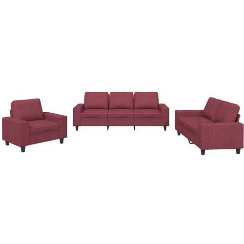 VidaXL 3-dijelni set sofa crvena boja vina od tkanine Slike