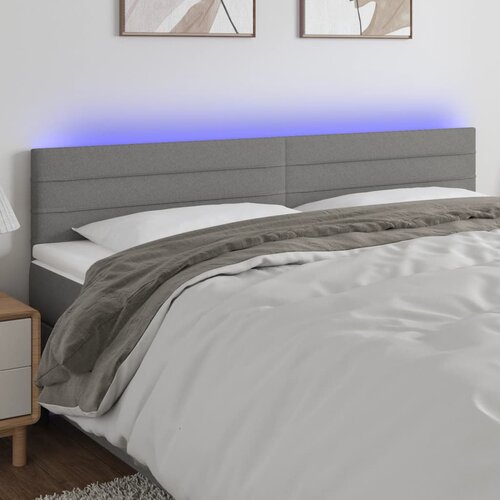 The Living Store LED posteljno vzglavje temno sivo 180x5x78/88 cm blago - LED Vzglavje, (21659576) Slike