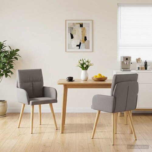  Trpezarijske stolice 2 pcs Tkanina Sivosmeđa 60 x 56 x 96 cm Slike