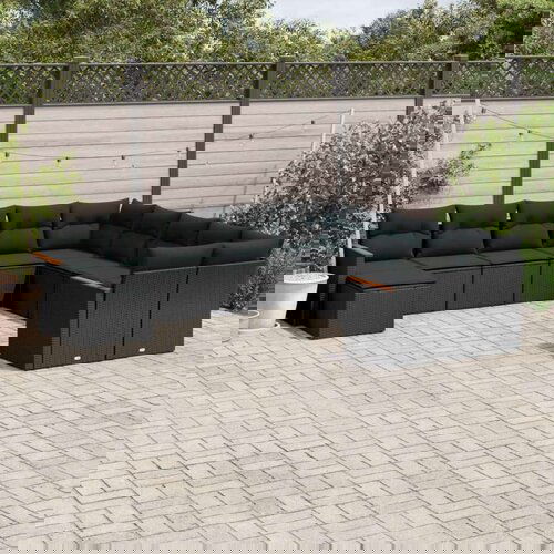  11-dijelni set vrtnih sofa od poliratana s jastucima crni Cene