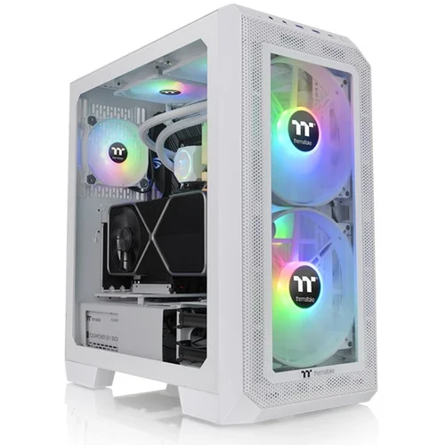 Thermaltake View 300 MX Snow Mid tower, tempered glass 2x 200mm ARGB PWM fan, 1x 120mm ARGB