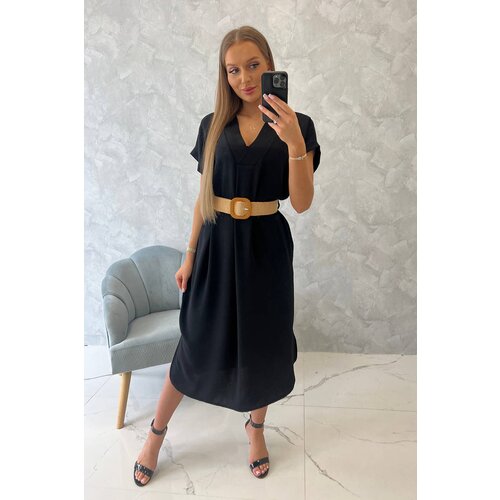 Kesi Dress with decorative belt black Slike