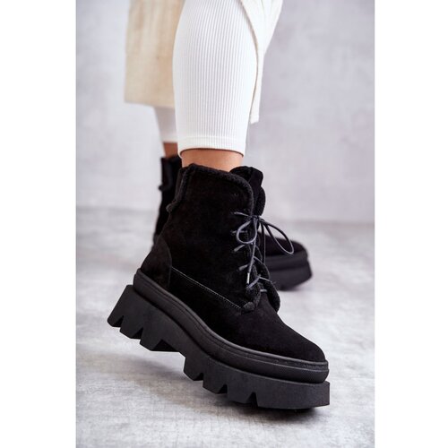 Kesi Suede Warm Lace-up Boots Black Elisabeth Cene