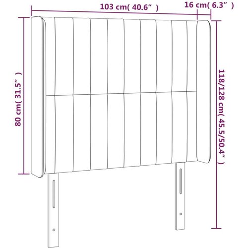  Uzglavlje smeđesivo 103 x 16 x 118/128 cm od tkanine Slike