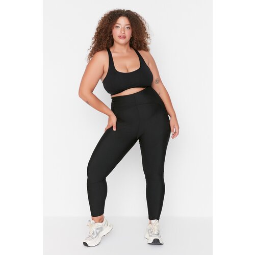 Trendyol Curve Black High Waist Stitch Detailed Knitted Sports Leggings Slike