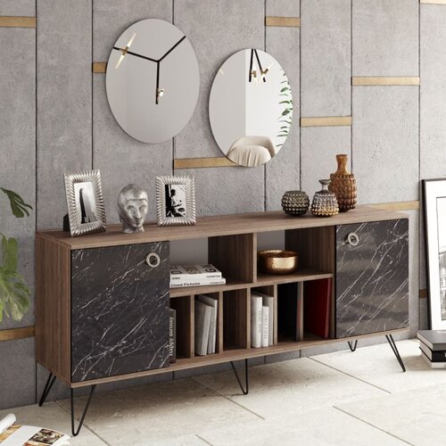 Hanah home lorenz ayna walnutblack console Cene
