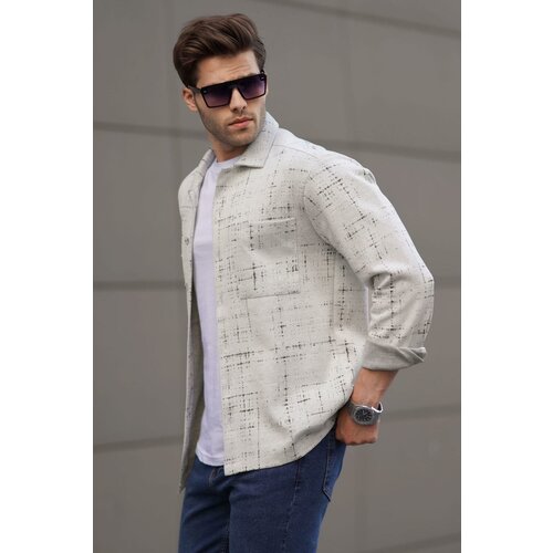 Madmext Gray Patterned Regular Fit Men's Shirt 6722 Cene