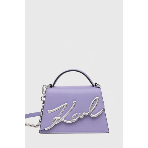 Karl Lagerfeld Usnjena torbica vijolična barva