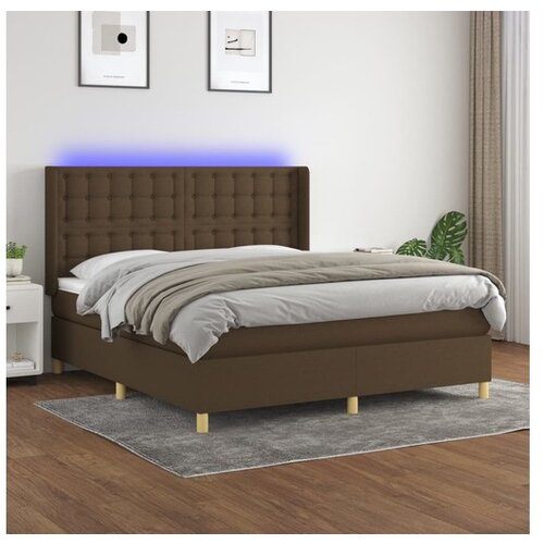 vidaXL Box spring postelja z vzmetnico LED temno rjava 180x2 Cene