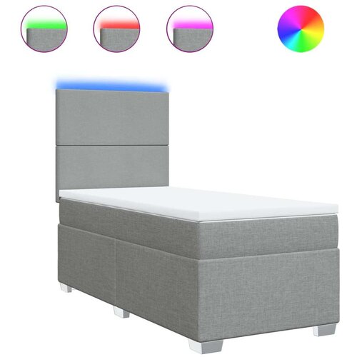 vidaXL Box spring postelja z vzmetnico svetlo siva 90x200 cm blago Cene