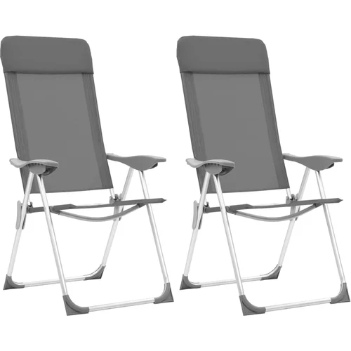 vidaXL Zložljivi stoli za kampiranje 2 kosa sive barve aluminij