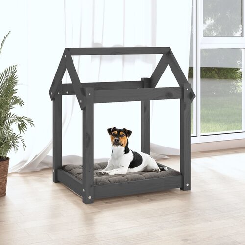  Krevet za pse sivi 61 x 50 x 70 cm od masivne borovine Slike