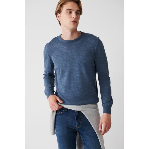 Avva Men's Indigo Knitwear Sweater Crew Neck Anti-Pilling Standard Fit Regular Cut Slike