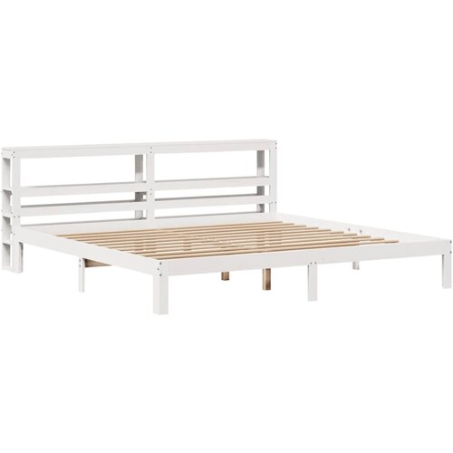 vidaXL Posteljni okvir z vzglavjem bel 180x200 cm borovina, (21311245) Cene
